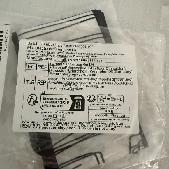 Slim Scarf 34in Black White Artistic Chic Modern Line Print Neck Hair Bag No55 - Picture 8 of 12